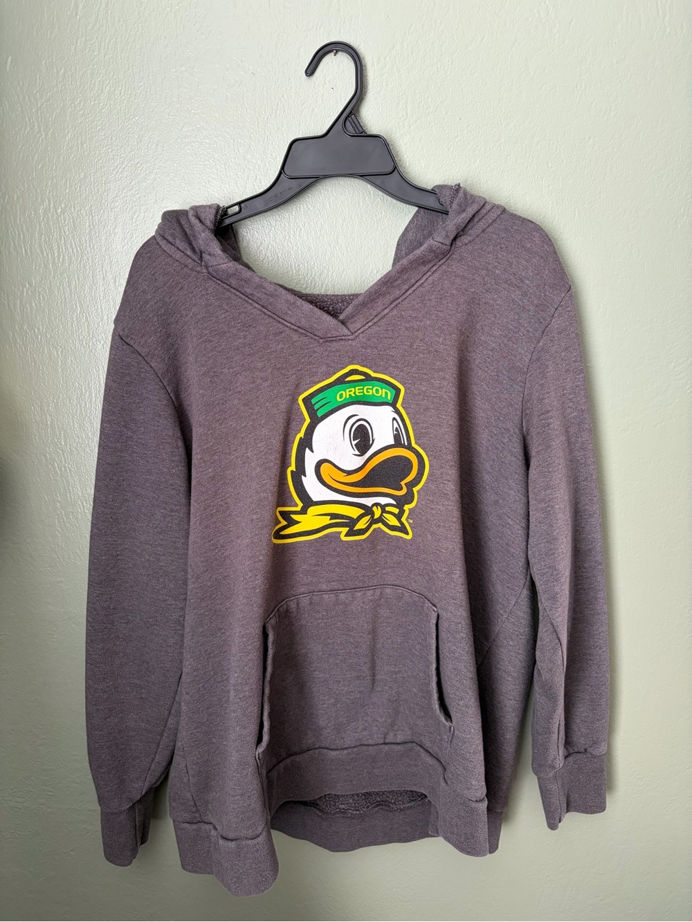 Oregon Ducks Fanatics Gray V-Neck Pullover Hoodie College Logo Plus Size 0X